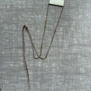Gold and Silver Chain Gem Lariat Necklace